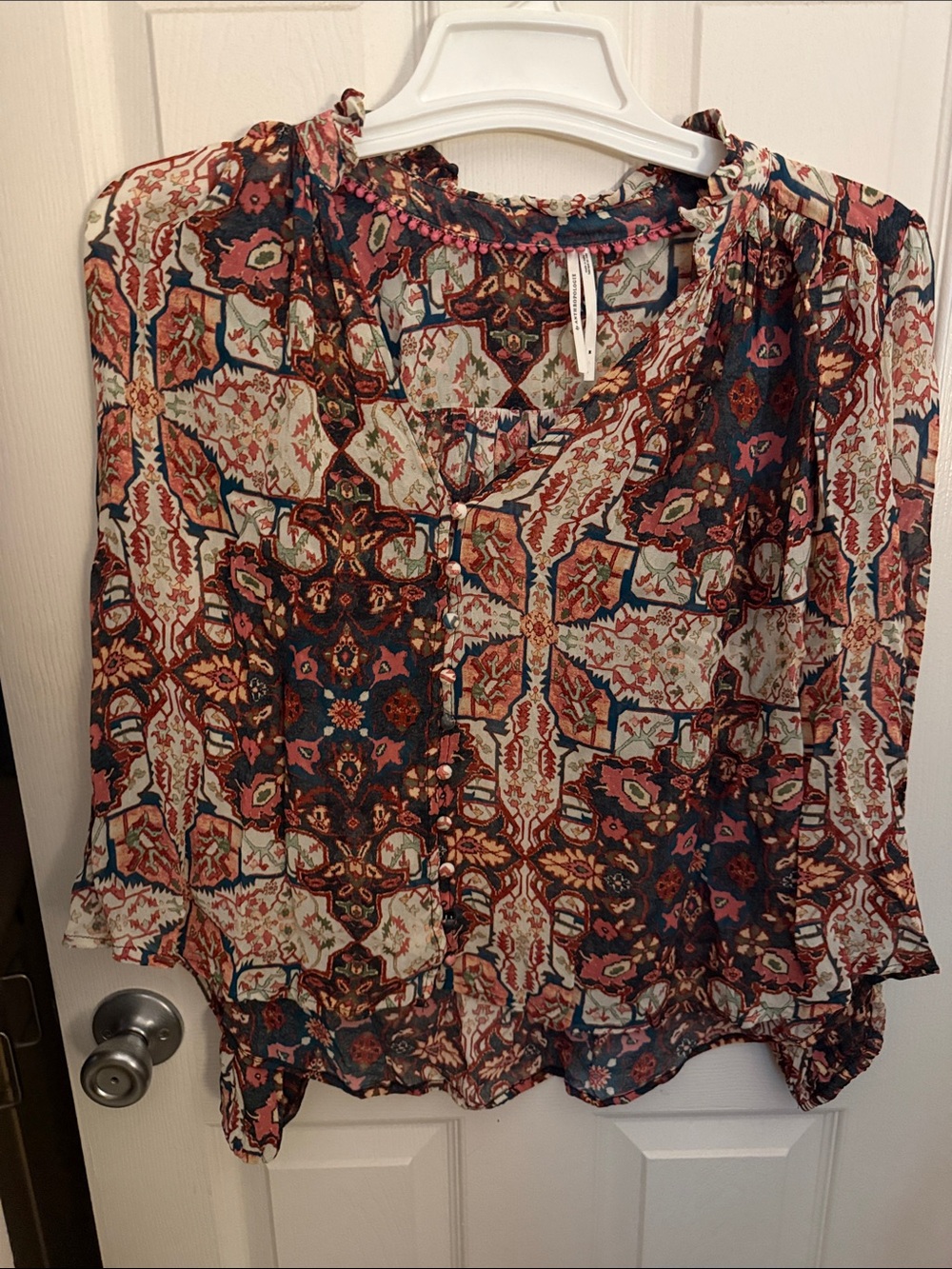 Anthropologie Boho Floral Print Long-Sleeve Women's Blouse - Multicolor